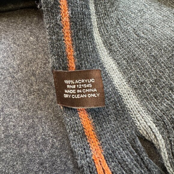 Men's Michael Kors Charcoal Gray Wool Blend Car Coat Overcoat XL Striped Scarf - Picture 2 of 15